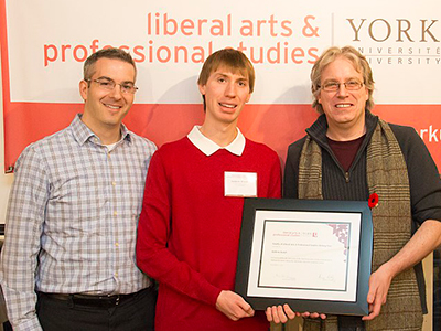 Jonathan Obar with student who received award