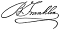 Franklin's Autograph (from Nordisk familjebok)