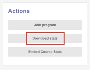 Screenshot of the Download Stats button